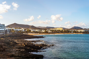 Fototapeta na wymiar View of Costa Teguise, Lanzarote, Canary Island, Spain