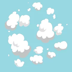 Rolgordijnen Set of white clouds on light blue background © prettygfx