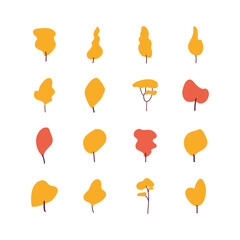 Yellow Tree flat Illustration set