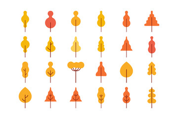 Yellow Tree flat Illustration set