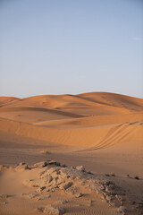 morocco dunes with low sun sunset sand travel sahara desert with orange colour 