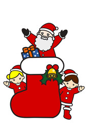 長靴の中のサンタクロースと子供たち