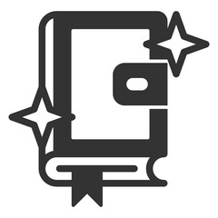 Wizard book with lock and bookmark - icon, illustration on white background, glyph style