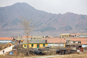Fototapeta na wymiar JI'AN, JILIN PROVINCE, CHINA : rural village near the city
