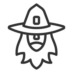 Wizard in a hat - icon, illustration on white background, outline style
