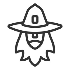 Wizard in a hat - icon, illustration on white background, outline style
