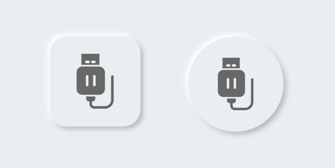 Usb stick solid icon in neomorphic design style. Flash disc signs vector illustration.