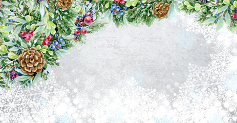 Merry Christmas card. Greeting  card for winter holidays.