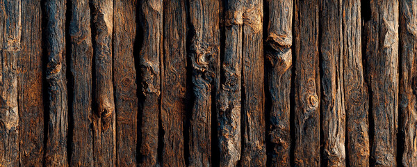 Texture of the queued timbers surface