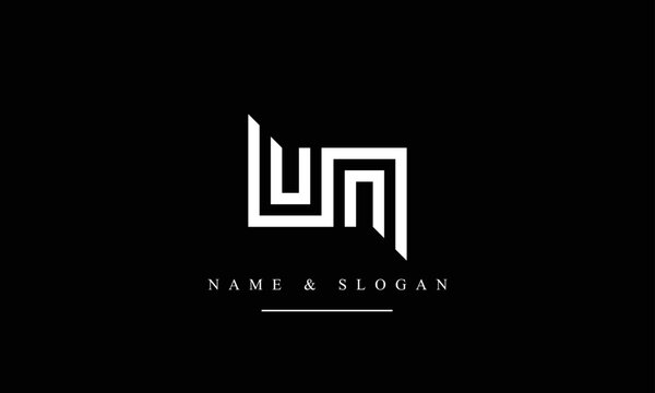 UN, NU, U, N abstract letters logo monogram