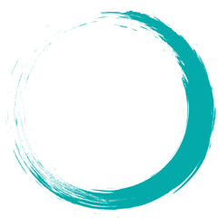 Turquoise circle brush stroke vector isolated on white background. Turquoise enso zen circle brush stroke. For stamp, seal, ink and paintbrush design template. Grunge hand drawn circle shape, vector
