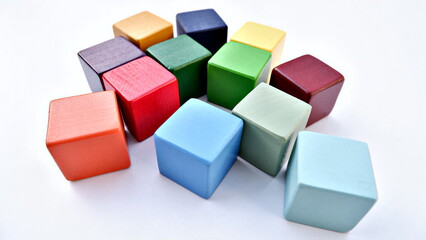 Colorful wooden cubes kids toys