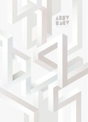 White geometric background of Isometric lines. Abstract vector cover.