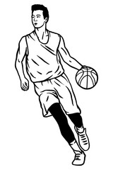 Running basketball player with ball - Out line