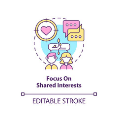 Focus on shared interests concept icon. Build connection with like-minded people abstract idea thin line illustration. Isolated outline drawing. Editable stroke. Arial, Myriad Pro-Bold fonts used