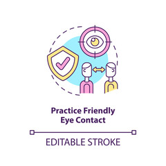 Practice friendly eye contact concept icon. Good speaker tip. Communication advice abstract idea thin line illustration. Isolated outline drawing. Editable stroke. Arial, Myriad Pro-Bold fonts used