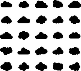 Collection of vector clouds on blue background