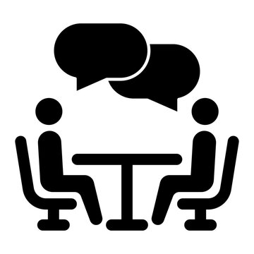 Interview or meeting icon. Conference sign illustration