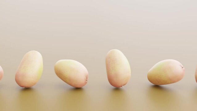 Ripe mango fruits on a light background.