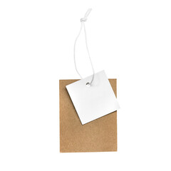 cardboard tags or label with threads on a white background. Clip art