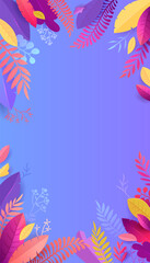 Spring and summer Leaf and Flowers Vertical Banner.