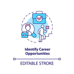 Identify career opportunities concept icon. Professional goals. Competitivity abstract idea thin line illustration. Isolated outline drawing. Editable stroke. Arial, Myriad Pro-Bold fonts used