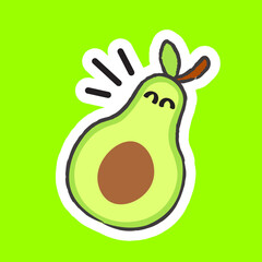 Cute Hand Drawn Happy Fruit - Avocado Vector Illustration