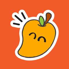 Cute Hand Drawn Happy Fruit - Mango Vector Illustration
