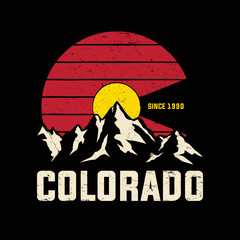Colorado High Peak Mountain Adventure Outdoor, Vector Illustration For T-shirt, Logo, Vintage style