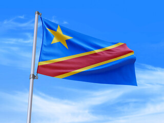 Democratic Republic of the Congo flag waving in the wind