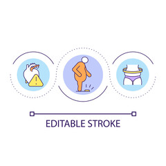 Overweight impact on heart condition loop concept icon. Risk of disease development. Unhealthy abstract idea thin line illustration. Isolated outline drawing. Editable stroke. Arial font used