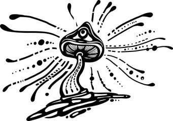 Fantasy Magic Mushrooms Strange Fairy Tale Vector