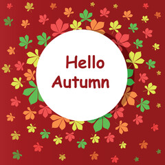 Fototapeta na wymiar The banner hello autumn with leaves. Vector illustration