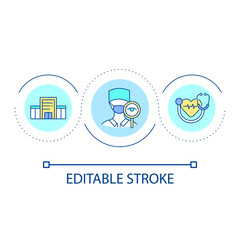 Cardiologist appointment loop concept icon. Regular medical checkup. Healthcare service abstract idea thin line illustration. Isolated outline drawing. Editable stroke. Arial font used