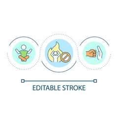 Dealing with stressful situations loop concept icon. Stop aggression. Transform emotional state abstract idea thin line illustration. Isolated outline drawing. Editable stroke. Arial font used