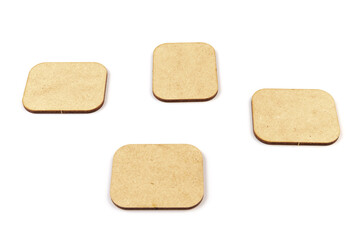 Workflow flowchart of business management concept, flow chart, diagram action plan processing with wooden plates on white background.