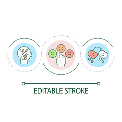 Changing mental state loop concept icon. Emotional stability and health. Psychotherapy program abstract idea thin line illustration. Isolated outline drawing. Editable stroke. Arial font used