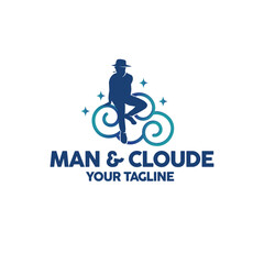 logo smoking company man and cloude