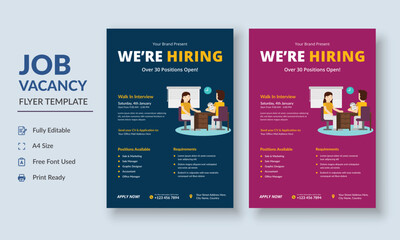 Job Vacancy Flyer Template, Job Recruitment Flyer, We are Hiring Job Flyer Template