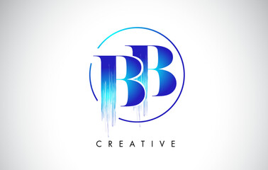 BB Brush Stroke Letter Logo Design. Blue Paint Logo Leters Icon.