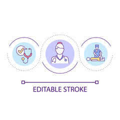 Physiotherapist appointment loop concept icon. Patient rehabilitation service. Recovery after injury abstract idea thin line illustration. Isolated outline drawing. Editable stroke. Arial font used