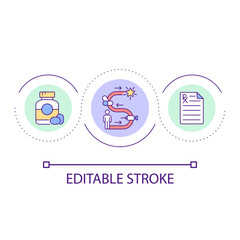 Treatment plan loop concept icon. Patient rehabilitation program. Therapy steps schedule abstract idea thin line illustration. Isolated outline drawing. Editable stroke. Arial font used