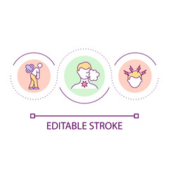 Symptoms of pneumonia loop concept icon. Warning signs of illness. Treatment of viral disease abstract idea thin line illustration. Isolated outline drawing. Editable stroke. Arial font used