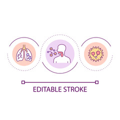 Respiratory infections loop concept icon. Contagion with spreading viruses. Lung disease abstract idea thin line illustration. Isolated outline drawing. Editable stroke. Arial font used