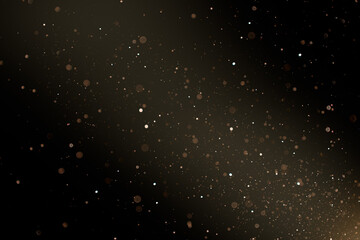 Natural organic dust particles floating on a sunbeam on black background. Glittering sparkling flickering in space 3D illustration.