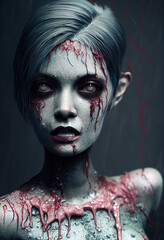  3d rendering of a female Halloween zombie digital character