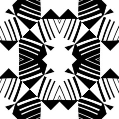 Abstract pattern with decorative geometric  elements. Black and white ornament. Modern stylish texture repeating. Great for tapestry, carpet, bedspread, fabric, ceramic tile, pillow - 534203982