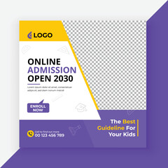 School Admission Social Media Post Design, Back to School Social Media Post Template