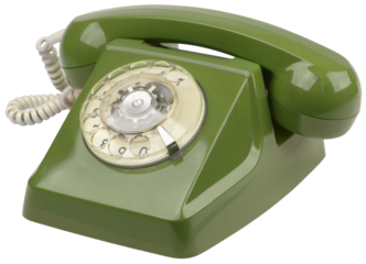 Dark green vintage table telephone isolated