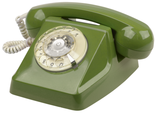 Dark green vintage table telephone isolated